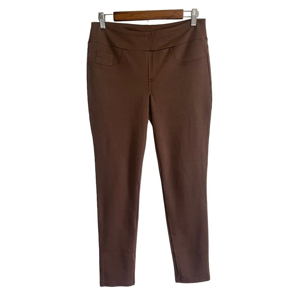 KIKA Paprika Ponte Skinny Organic Cotton Pull on Stretch Pants in Brown Size 4